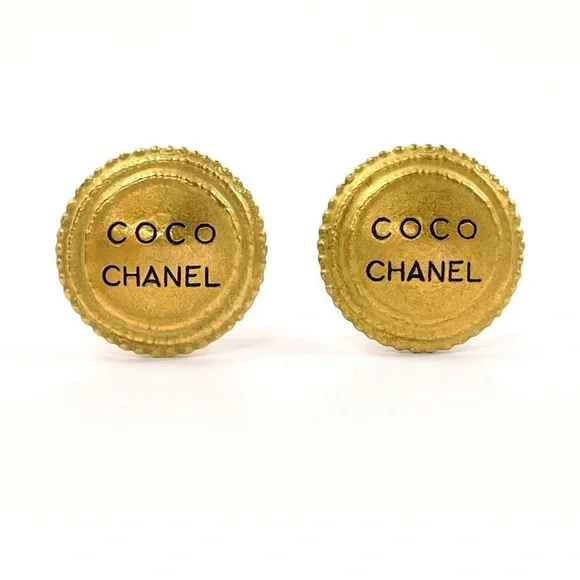 Chanel Gold Button Earrings - Picture 2 of 9